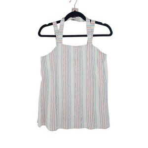 154 NWT Doe & Rae Sunkissed Stripes Open Back Halter Tank Top Multicolor